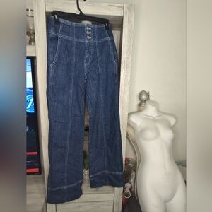 Pilcro Jeans Stylish Blue Denim Wide-Leg Pants SZ 25, 13.5" Waist